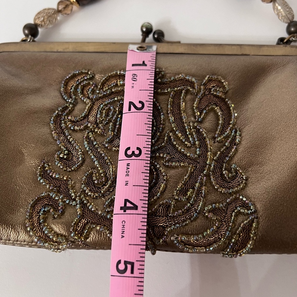 LIZ SOTO handbags - Copper color - Glass Beads Kiss Lock Evening Bag Wrist Purse - Picture 5 of 5